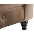 CHESTERFIELD-SOFA Samt Schwarz, Taupe  - Taupe/Schwarz, Trend, Holz/Textil (165/73/87cm) - Xora