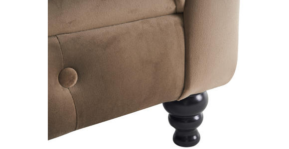 CHESTERFIELD-SOFA Samt Schwarz, Taupe - Taupe/Schwarz, Trend, Holz/Textil (165/73/87cm) - Xora