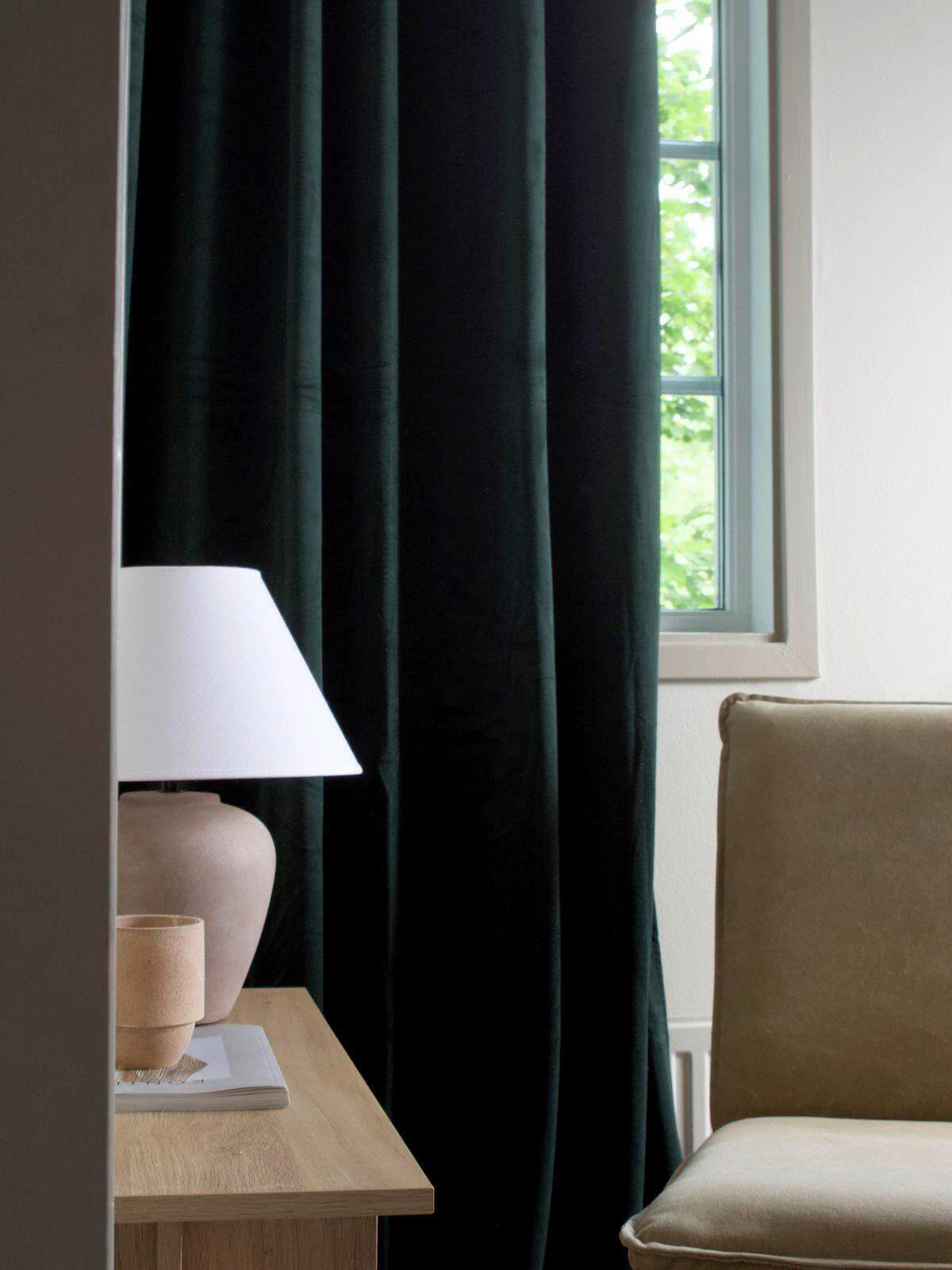 HOTOVÝ ZÁVĚS, zatemnění, 135/280 cm - tmavě zelená, Basics, textil (135/280cm) - Svanefors