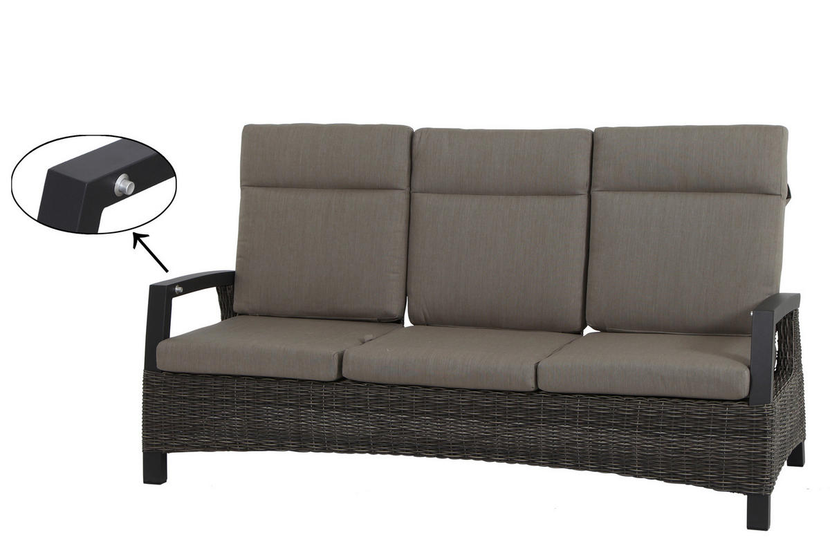 LOUNGEGARNITUR 4-teilig   72/206/103 cm Aluminium  - Grau, Basics, Keramik/Kunststoff (72/206/103cm) - Siena Garden