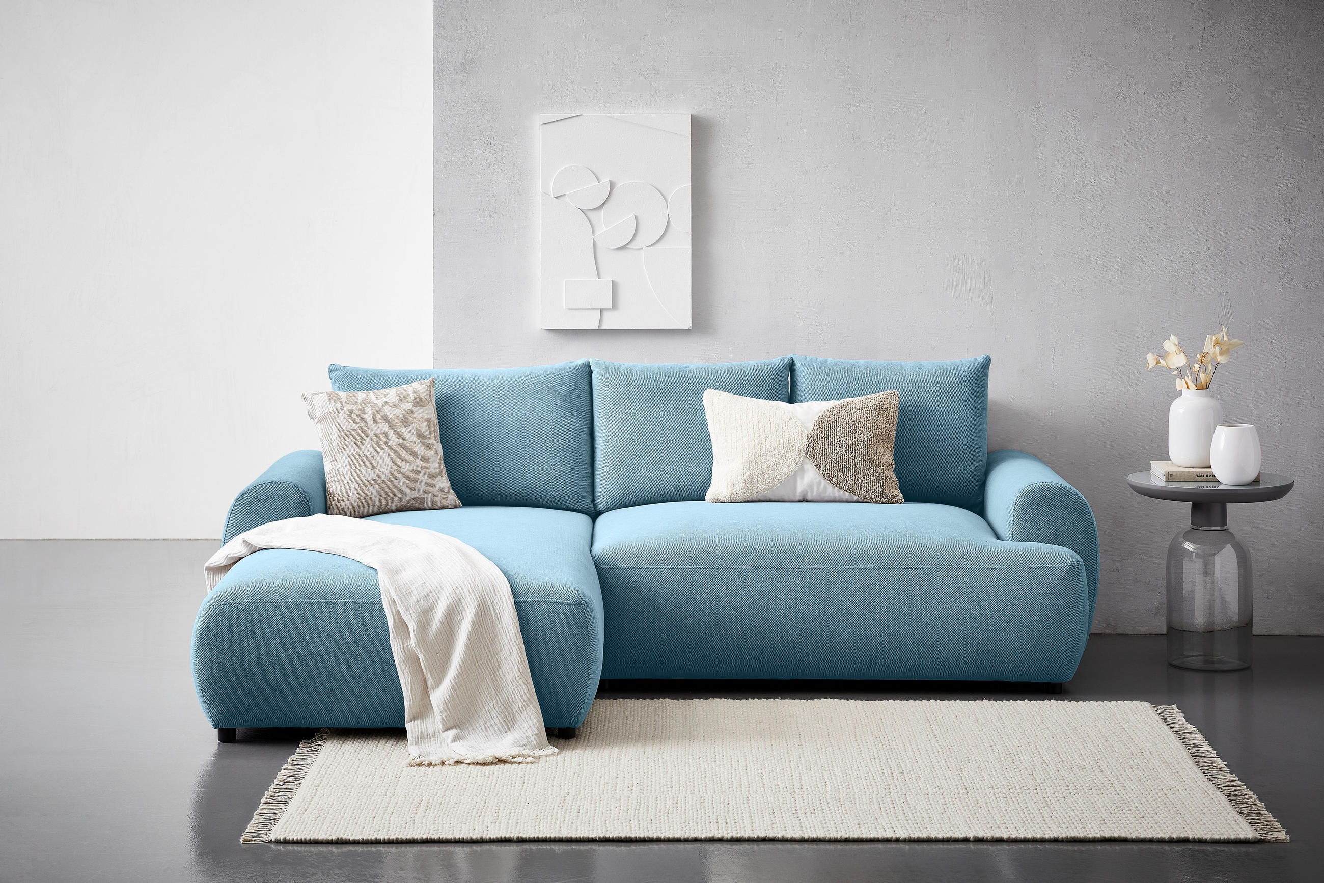 ECKSOFA Blau Webstoff  - Blau/Schwarz, MODERN, Kunststoff/Textil (175/265cm) - Carryhome