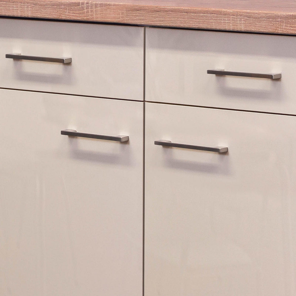 KÜCHENUNTERSCHRANK 100/86/60 cm  in Kaschmir  - Kaschmir/Edelstahlfarben, MODERN, Holzwerkstoff/Metall (100/86/60cm) - FlexWell