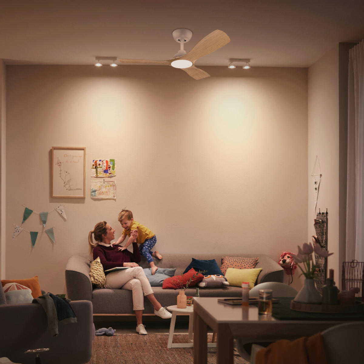 Ventilator mit Beleuchtung 106/31/106 cm  - Hellbraun/Schwarz, KONVENTIONELL, Kunststoff (106/31/106cm) - Philips