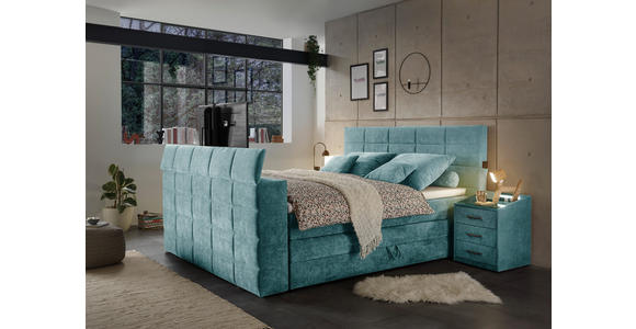 BOXSPRINGBETT 180/200 cm in Petrol - Petrol, KONVENTIONELL, Textil (180/200cm) - Carryhome