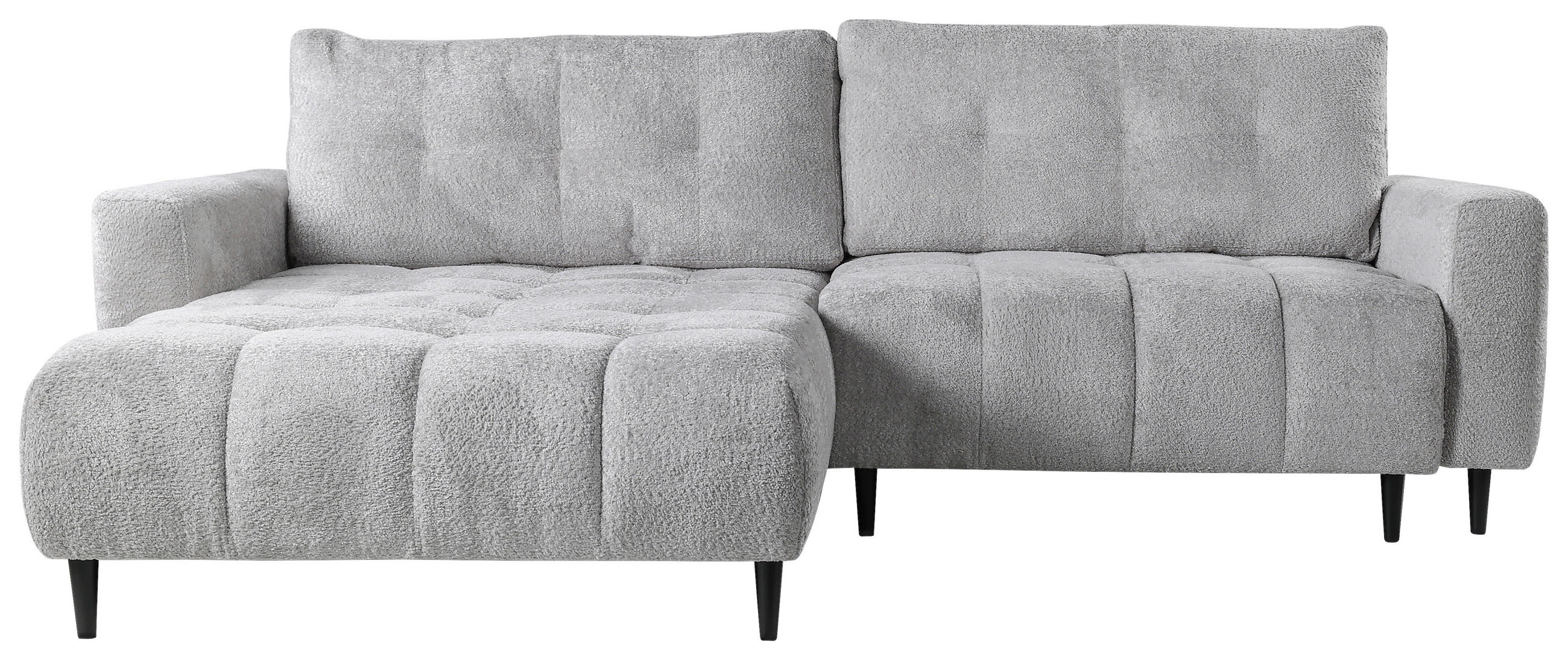 ECKSOFA Hellgrau Chenille  - Hellgrau/Schwarz, KONVENTIONELL, Holz/Textil (180/266cm) - Carryhome