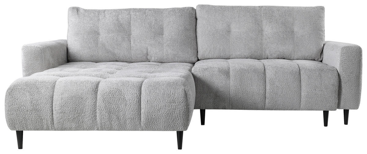 ECKSOFA in Chenille Hellgrau  - Hellgrau/Schwarz, KONVENTIONELL, Holz/Textil (180/266cm) - Carryhome