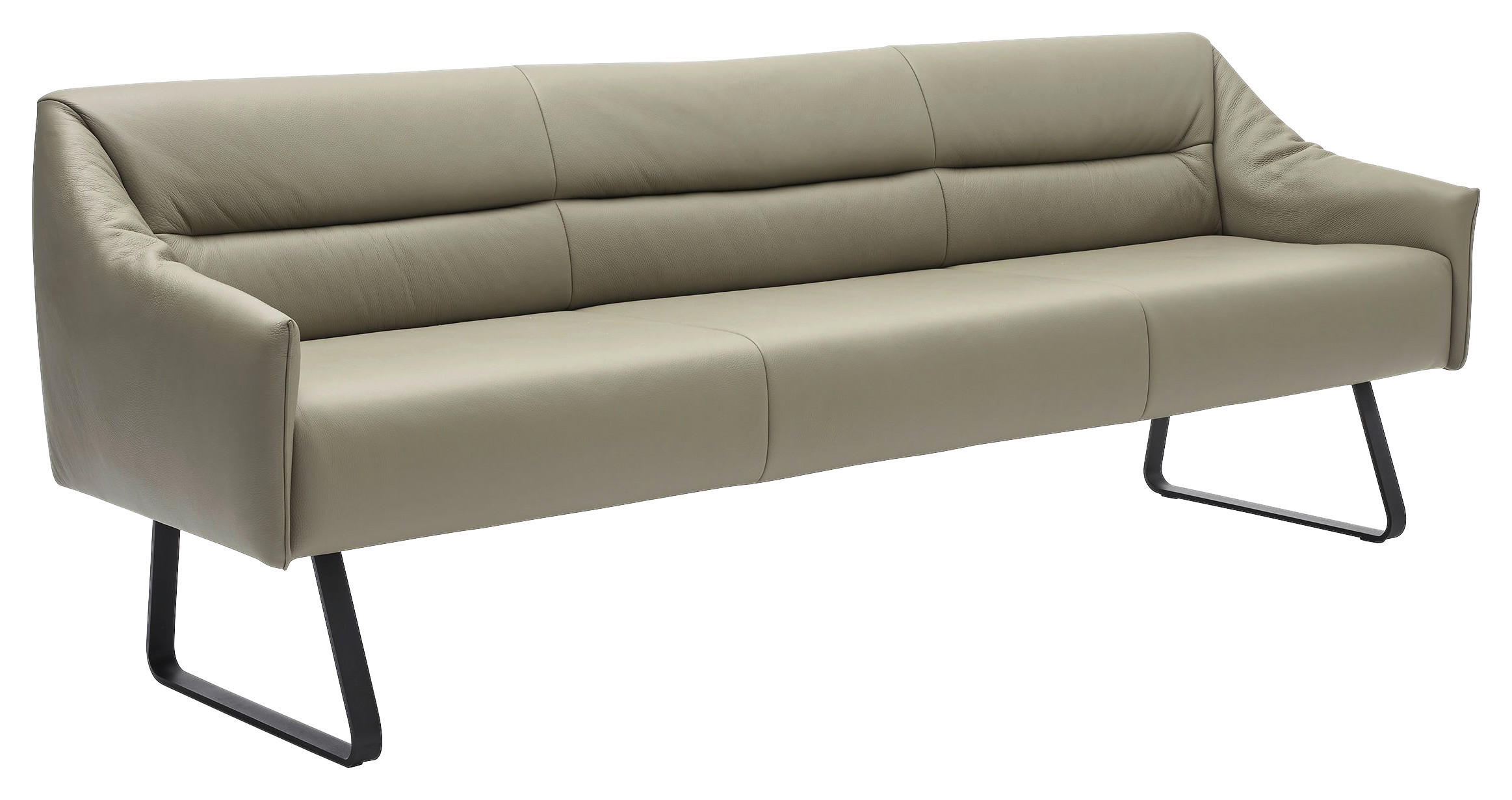 SITZBANK 202/86/70 cm Echtleder Grau, Schwarz Metall  - Schwarz/Grau, Design, Leder/Metall (202/86/70cm) - Musterring