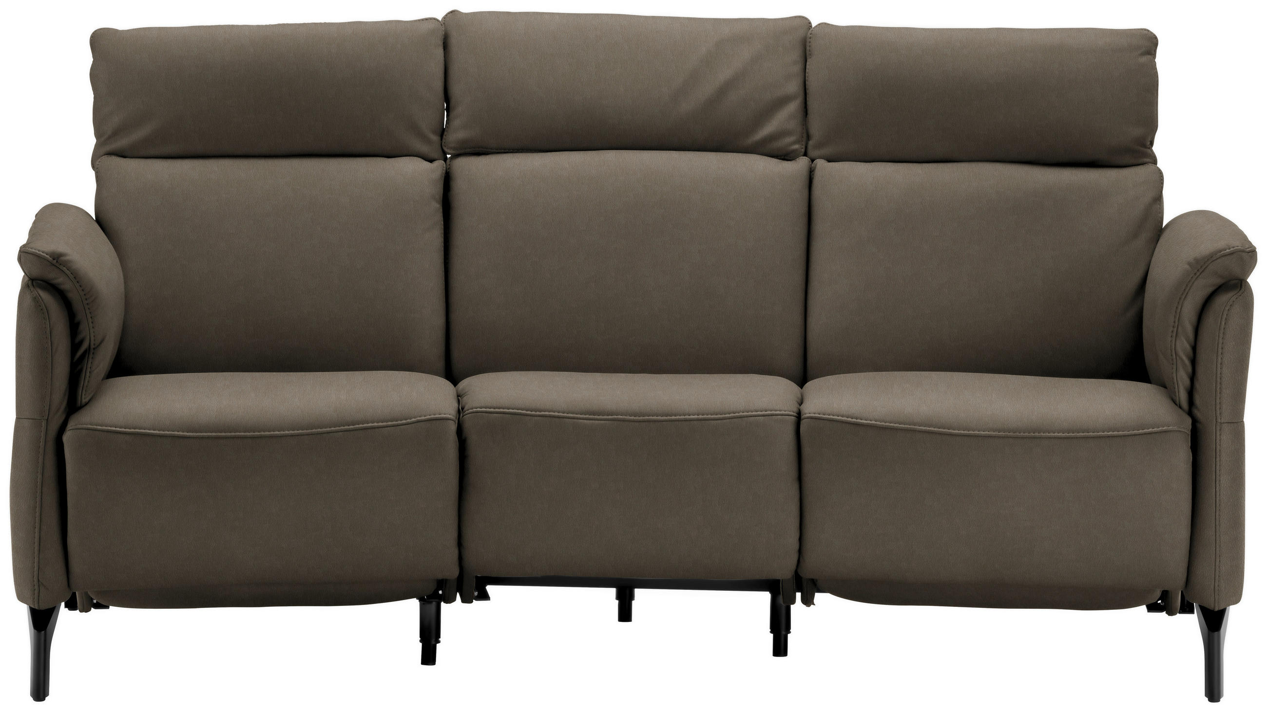 TRAPEZSOFA Echtleder Graubraun  - Graubraun/Schwarz, KONVENTIONELL, Leder/Metall (221/103/95cm) - Dieter Knoll