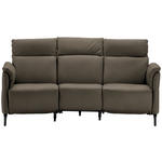 TRAPEZSOFA Echtleder Graubraun  - Graubraun/Schwarz, KONVENTIONELL, Leder/Metall (221/103/95cm) - Dieter Knoll