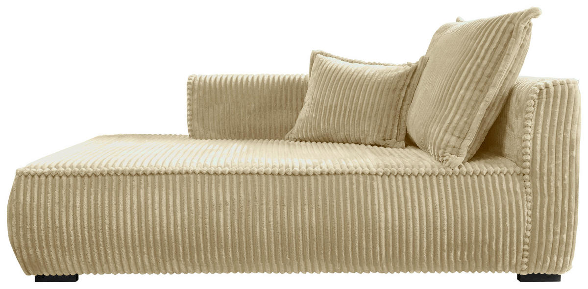 RÉCAMIERE  in Cord Beige  - Beige/Schwarz, Design, Holz/Textil (207/75/121cm) - MID.YOU