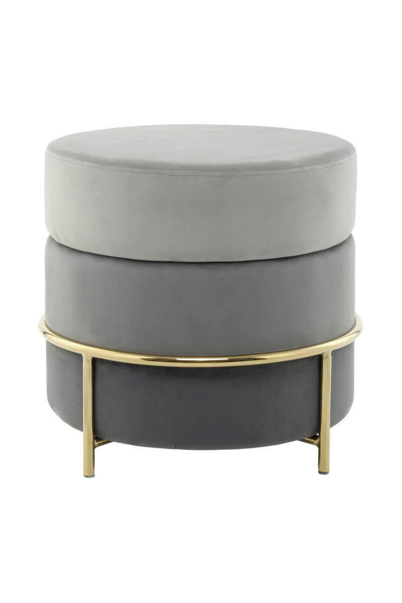 HOCKER Samt Grau, Goldfarben  - Goldfarben/Grau, Basics, Textil/Metall (48,5/46/48,5cm) - Kayoom