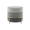 HOCKER Samt Grau, Goldfarben  - Goldfarben/Grau, Basics, Textil/Metall (48,5/46/48,5cm) - Kayoom