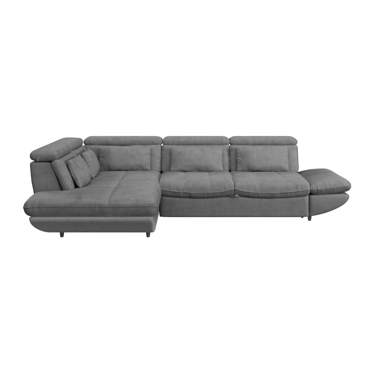 WOHNLANDSCHAFT in Mikrofaser Dunkelgrau  - Dunkelgrau/Schwarz, Modern, Kunststoff/Textil (311/233cm) - MID.YOU