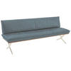 SITZBANK 214/88/66 cm Echtleder Edelstahlfarben, Graublau Nussbaum furniert Metall  - Edelstahlfarben/Graublau, Design, Leder/Holz (214/88/66cm) - Koinor