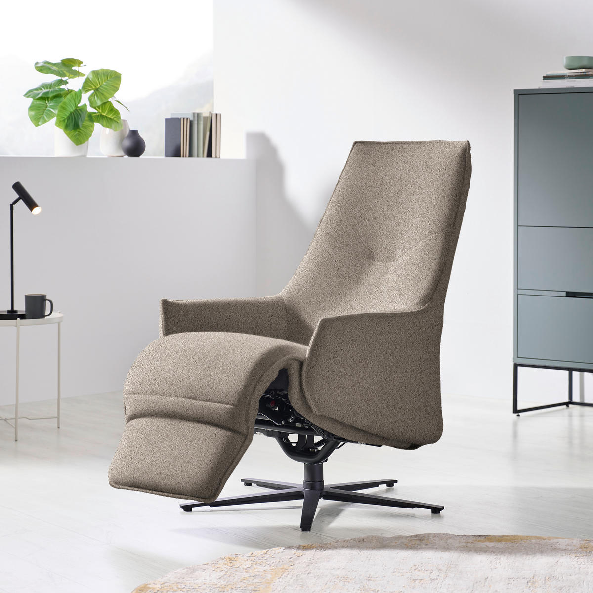 RELAXSESSEL in Textil Hellbraun  - Hellbraun/Anthrazit, Design, Textil/Metall (70/112/85cm) - Himolla Komfortklass