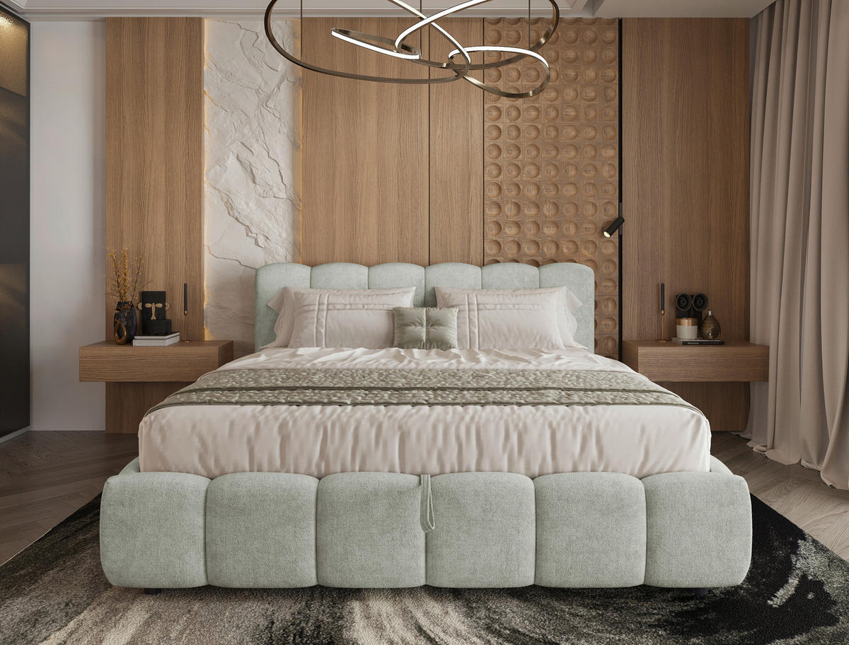 POLSTERBETT 160/200 cm,  in Hellgrau, Lattenrost, Bettkasten,  - Hellgrau/Schwarz, KONVENTIONELL, Holz/Kunststoff (160/200cm) - Boxxx