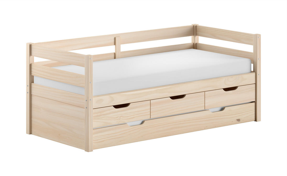AUSZIEHBETT 90/200 cm  in Weiß  - Naturfarben/Weiß, MODERN, Holz (90/200cm) - Vipack