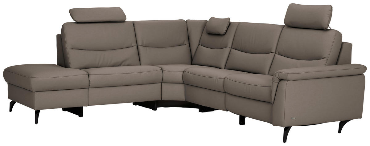ECKSOFA  in Echtleder Graubraun  249/280 cm  - Anthrazit/Graubraun, Design, Leder/Metall (249/280cm) - Himolla Komfortklass