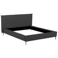 POLSTERBETT 140/200 cm,  in Anthrazit, gepolstertes Kopfteil,  - Anthrazit/Schwarzchrom, KONVENTIONELL, Leder/Metall (140/200cm) - Esposa