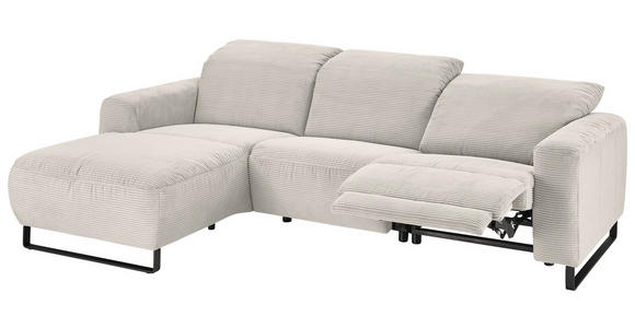 ECKSOFA  in Cord Creme  180/266 cm  - Creme/Schwarz, KONVENTIONELL, Textil/Metall (180/266cm) - Hom`in