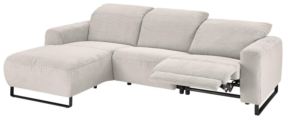 ECKSOFA in Cord Creme  - Creme/Schwarz, Konventionell, Textil/Metall (180/266cm) - Hom`in