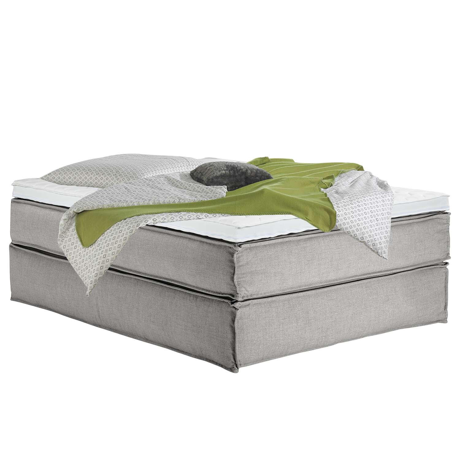BOXSPRINGBETT 140/220 cm  in Hellgrau  - Hellgrau/Schwarz, Design, Textil (140/220cm) - home24