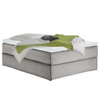 BOXSPRINGBETT 140/220 cm  in Hellgrau  - Hellgrau/Schwarz, Design, Textil (140/220cm) - home24