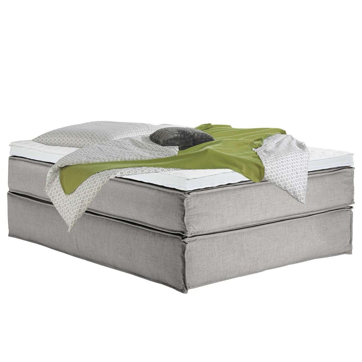 BOXSPRINGBETT 140/220 cm  in Hellgrau  - Hellgrau/Schwarz, Design, Textil (140/220cm) - home24