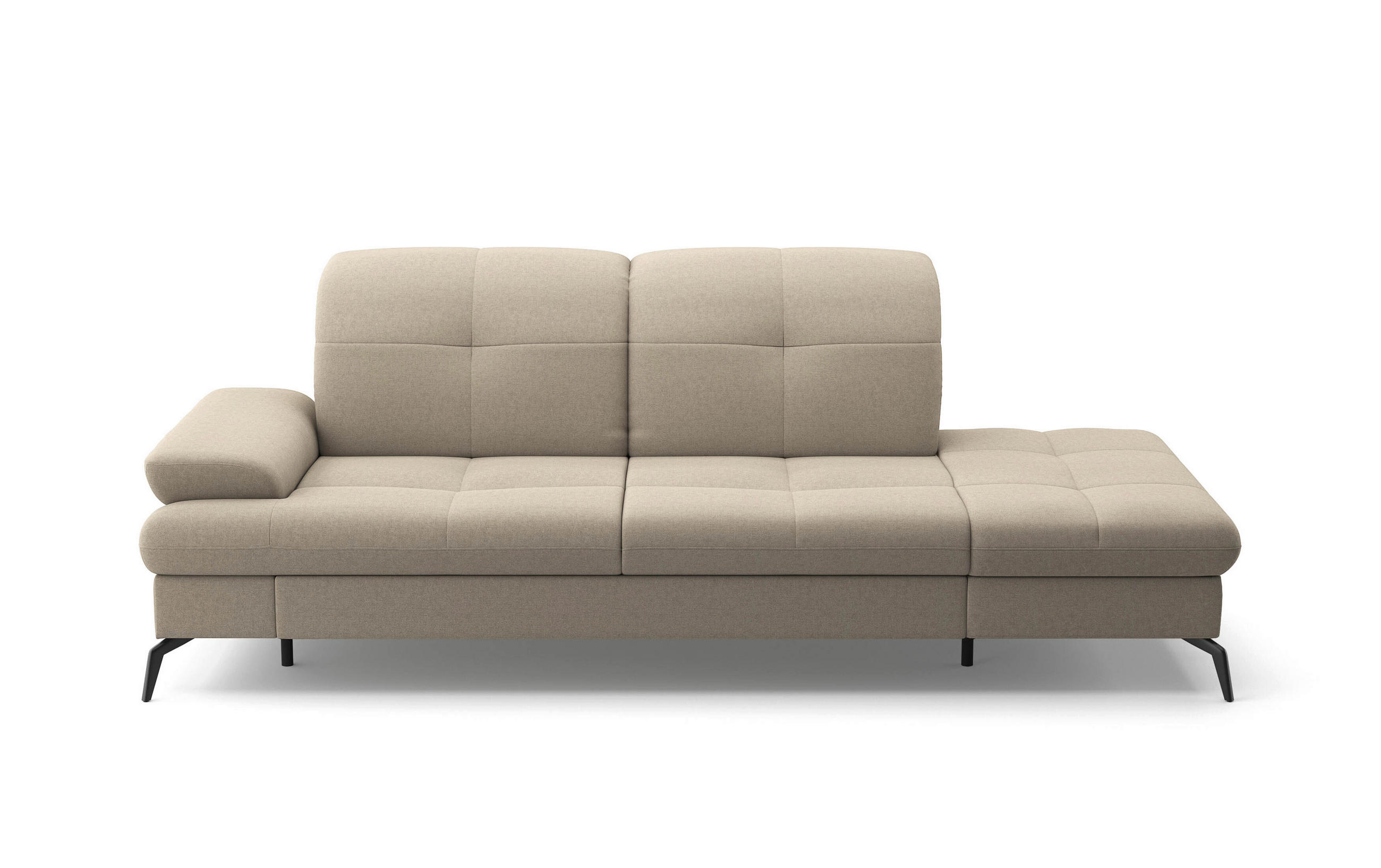 RÉCAMIERE in Flachgewebe Taupe  - Taupe/Schwarz, Konventionell, Textil/Metall (231/90/122cm) - Sit & More