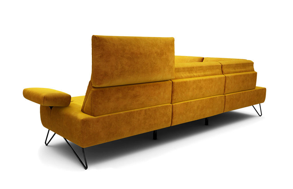 ECKSOFA Cosy Gelb Samt  - Gelb/Schwarz, Design, Textil/Metall (213/288-303cm) - SENSOO