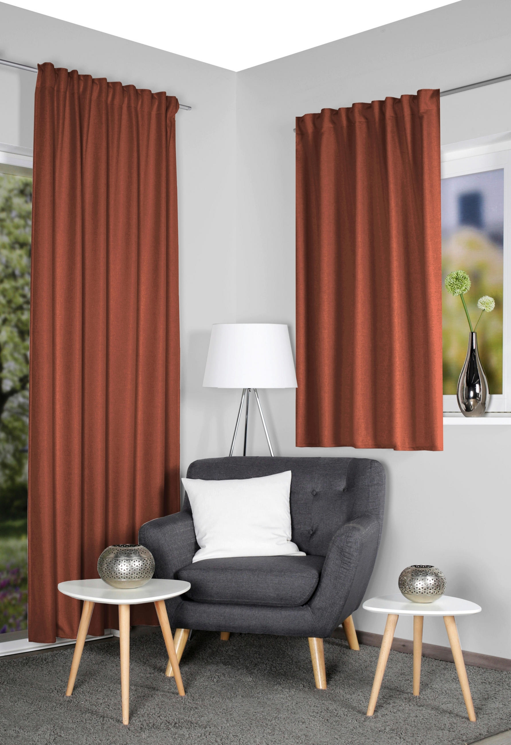 WÄRMESCHUTZVORHANG Verdunkelung 135/245 cm   - Terracotta, Basics, Textil (135/245cm)