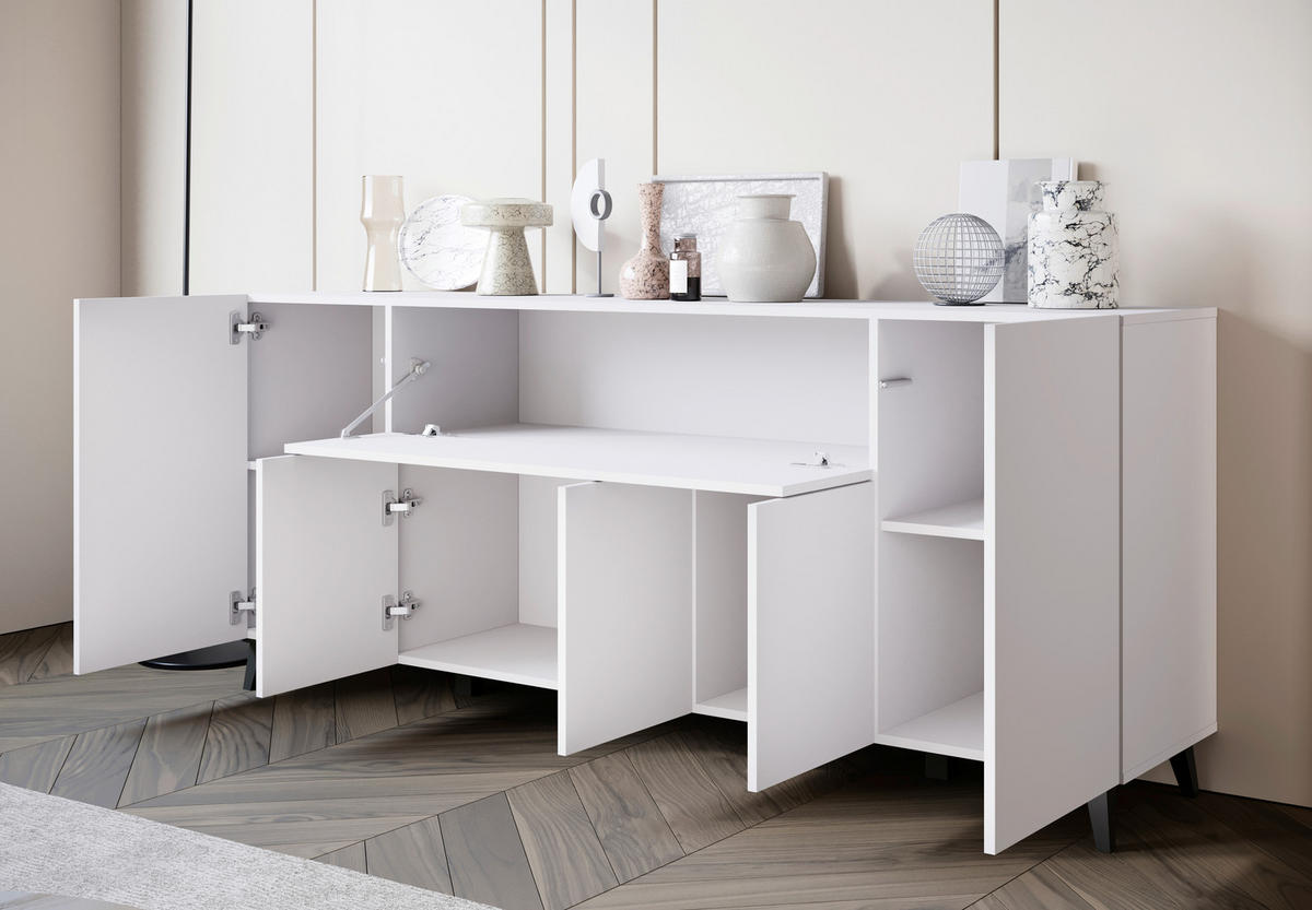 SIDEBOARD  in 180/76/37,5 cm  - Schwarz/Weiß, Design, Holzwerkstoff/Kunststoff (180/76/37,5cm) - Livetastic