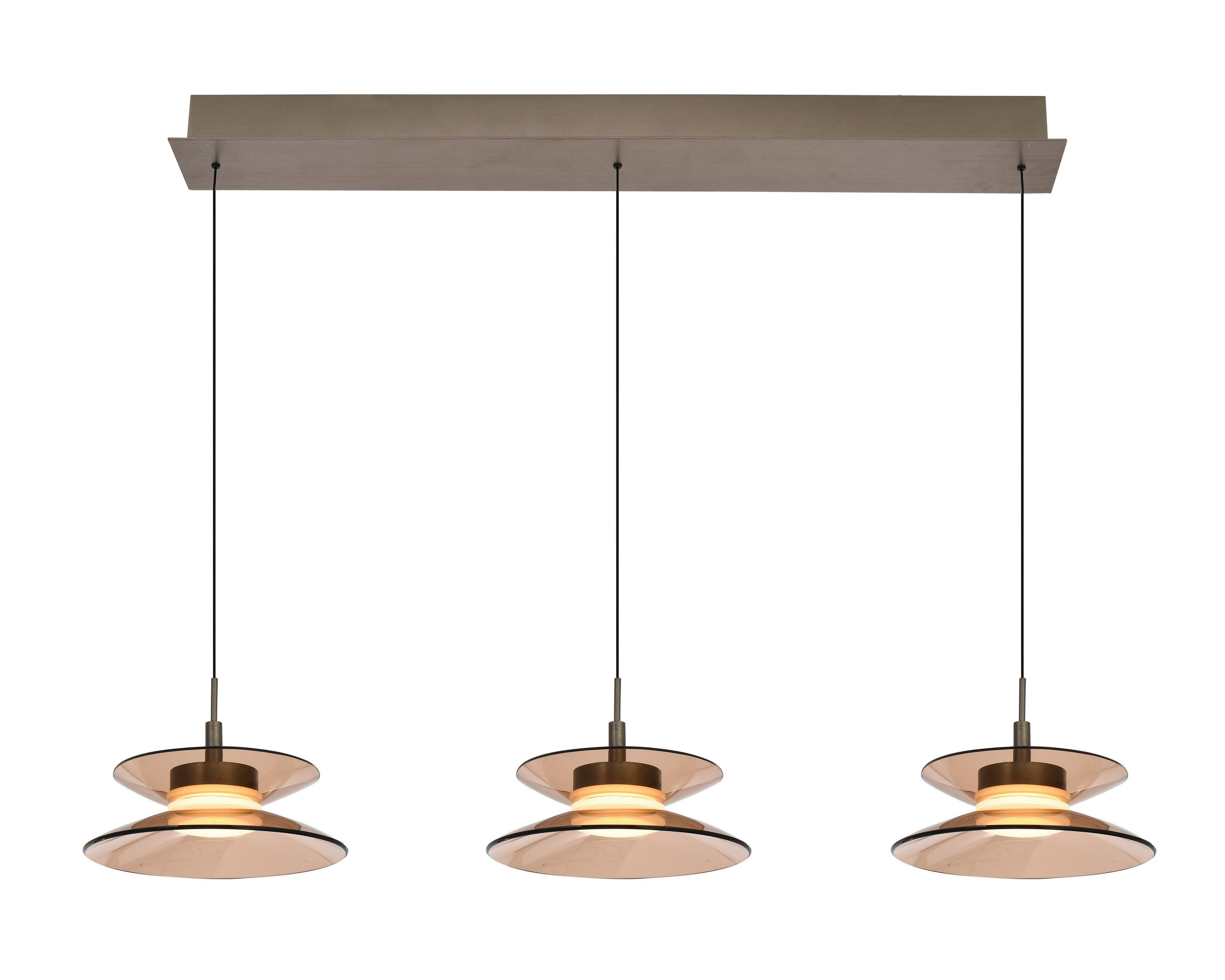 LED-HÄNGELEUCHTE Crema 96/150/22 cm  - Bronzefarben, Design, Glas/Metall (96/150/22cm)