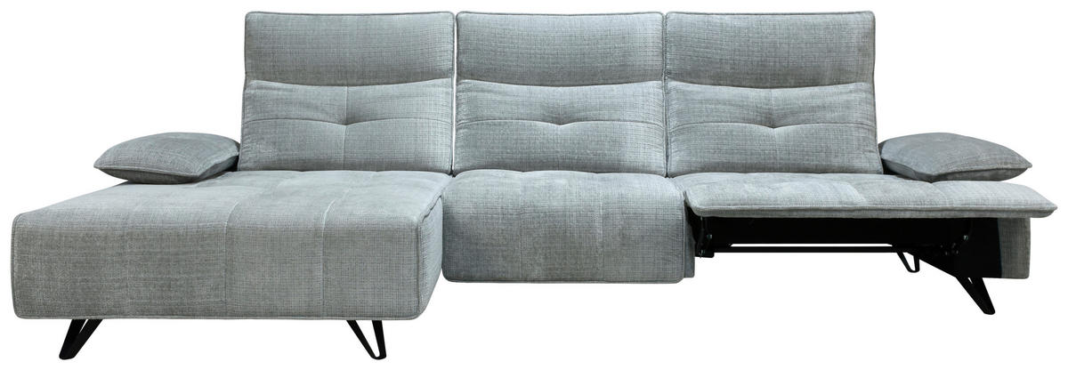 ECKSOFA Hellgrau Chenille  - Hellgrau/Schwarz, Design, Kunststoff/Textil (162/314cm) - Livetastic