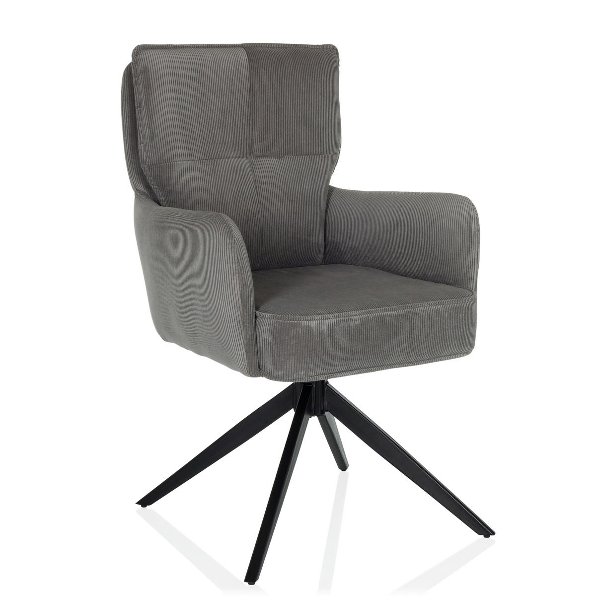 ARMLEHNSTUHL  in Cord  - Schwarz/Grau, MODERN, Textil/Metall (58/94/60cm) - MID.YOU