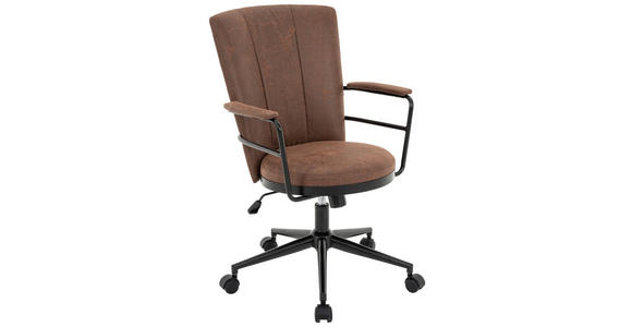 DREHSTUHL  in Mikrofaser Braun, Schwarz  - Schwarz/Braun, Design, Kunststoff/Textil (64/89,5-97,5/64cm) - Carryhome