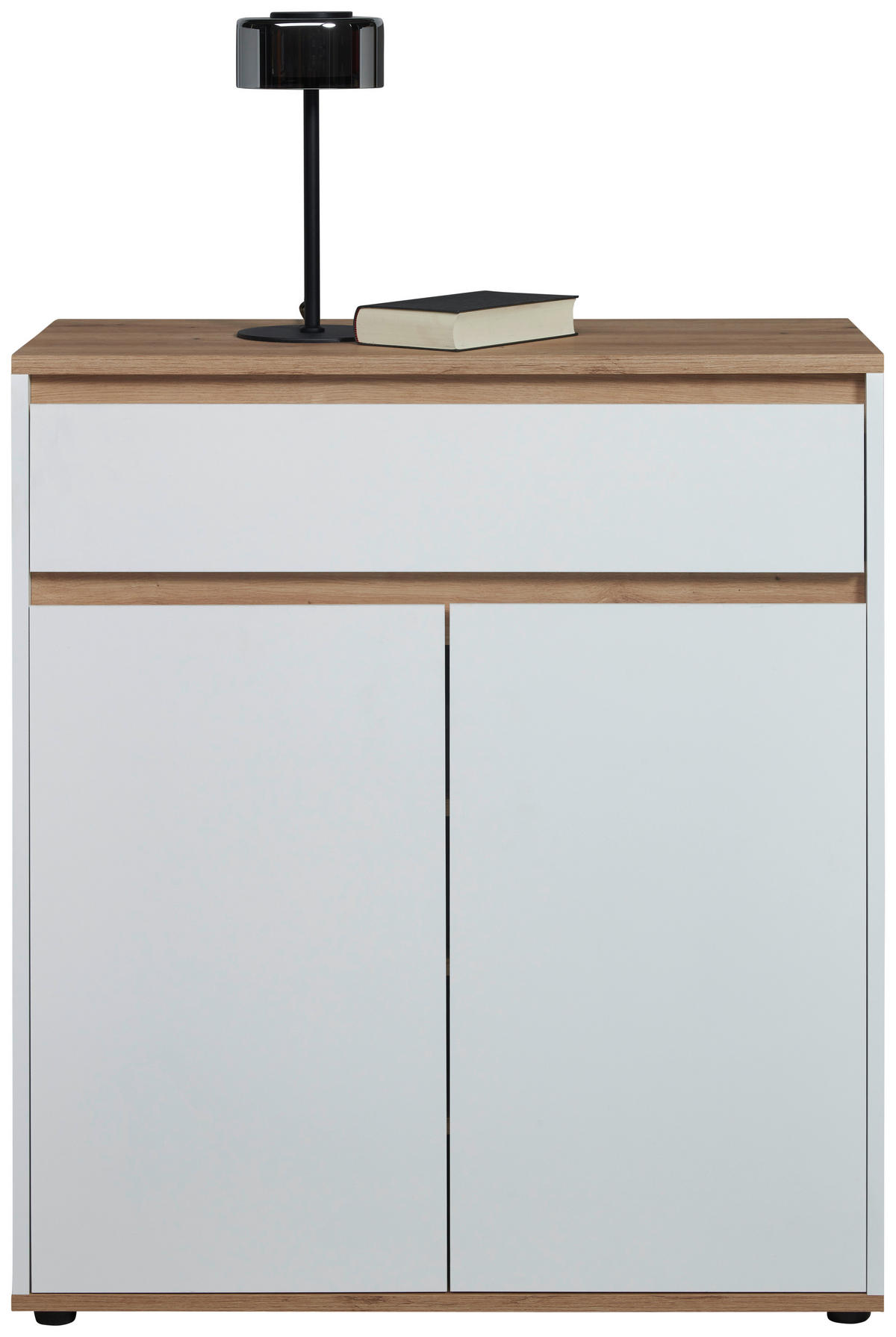 KOMODA, bela, hrast artisan  - bela/hrast artisan, Moderno, leseni material (80/93/38cm) - Carryhome