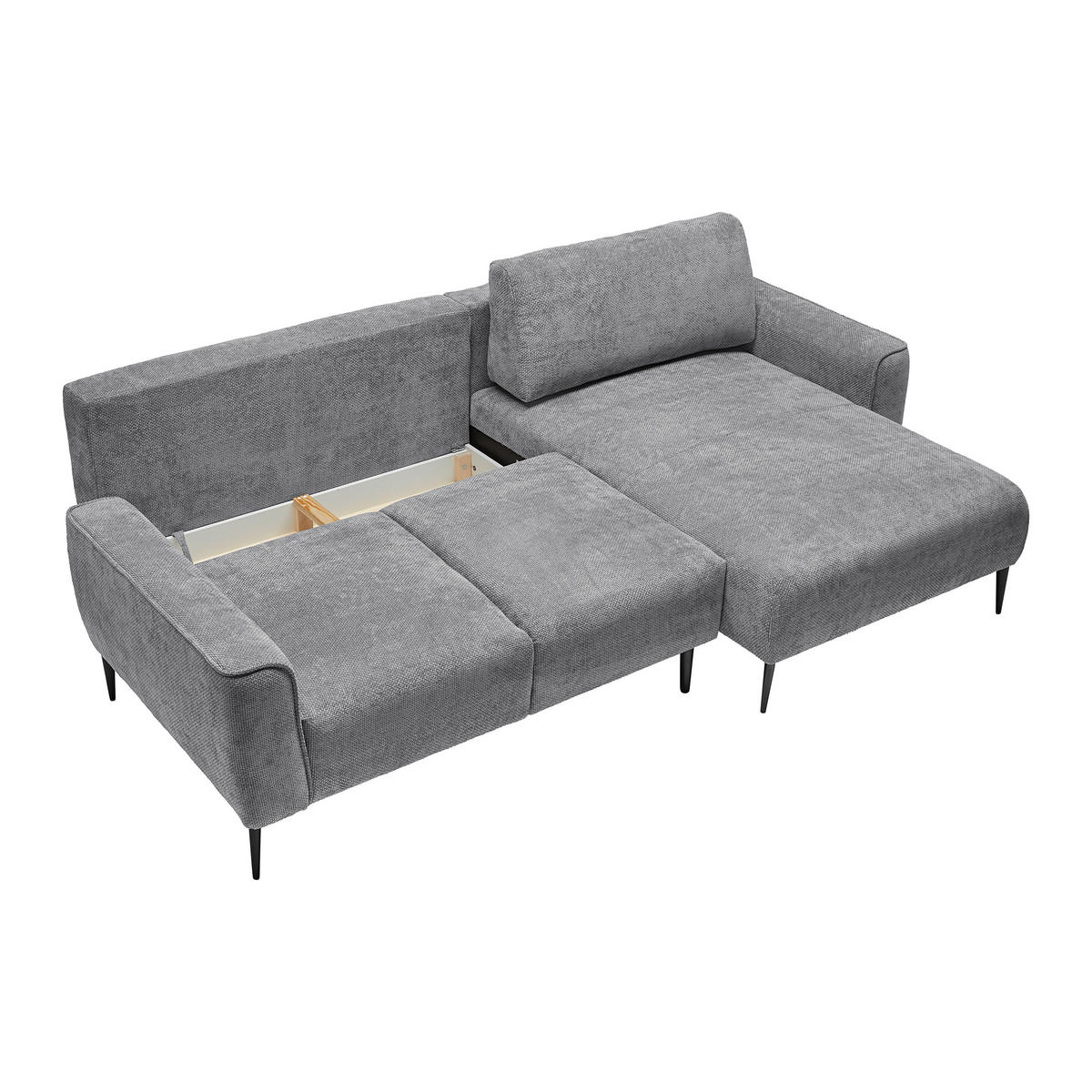 HÖRNSOFFA i vävt tyg grå  - grå/svart, Modern, metall/textil (255/164cm) - MID.YOU