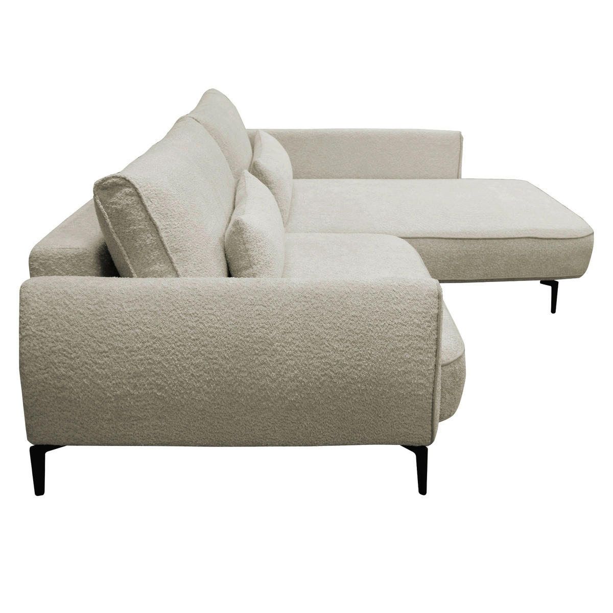 ECKSOFA in Bouclé Creme  - Creme/Schwarz, Design, Textil/Metall (273/204cm) - MID.YOU