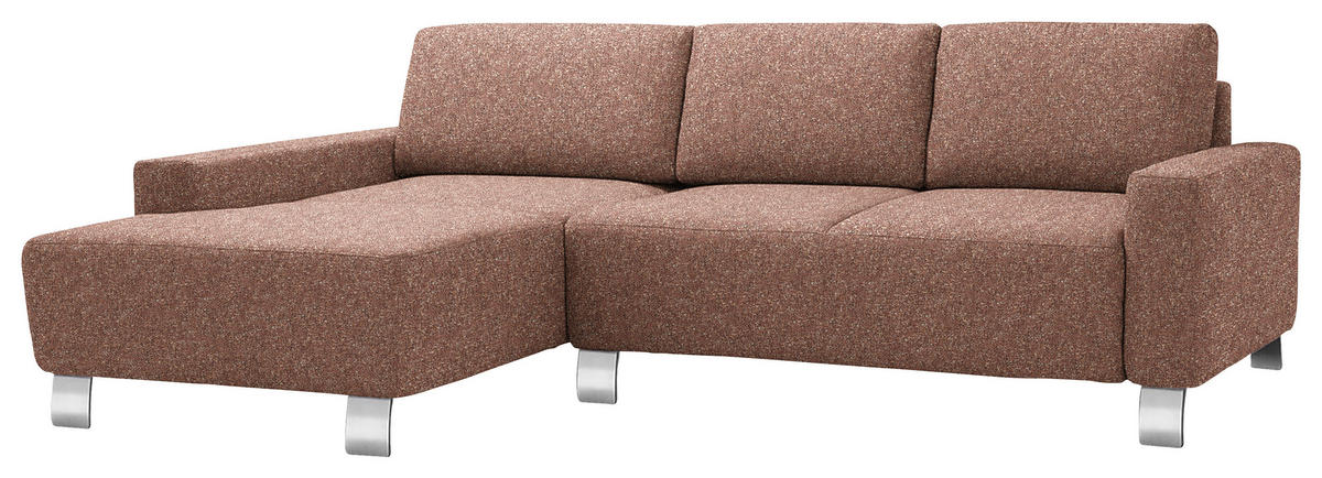 ECKSOFA  in Mikrovelours Terracotta  160/248 cm  - Terracotta/Alufarben, Design, Textil/Metall (160/248cm) - Sedda