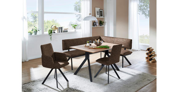 ECKBANK 180/140 cm in Schwarz, Dunkelbraun - Dunkelbraun/Schwarz, MODERN, Textil/Metall (180/140cm) - Cantus