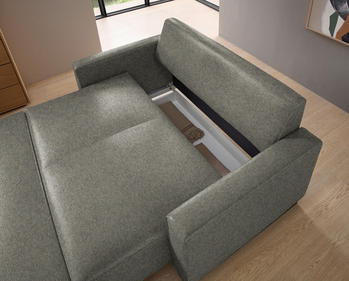 SCHLAFSOFA  in Flachgewebe Sandfarben  - Sandfarben/Schwarz, Design, Textil/Metall (174/90/95cm) - Bali