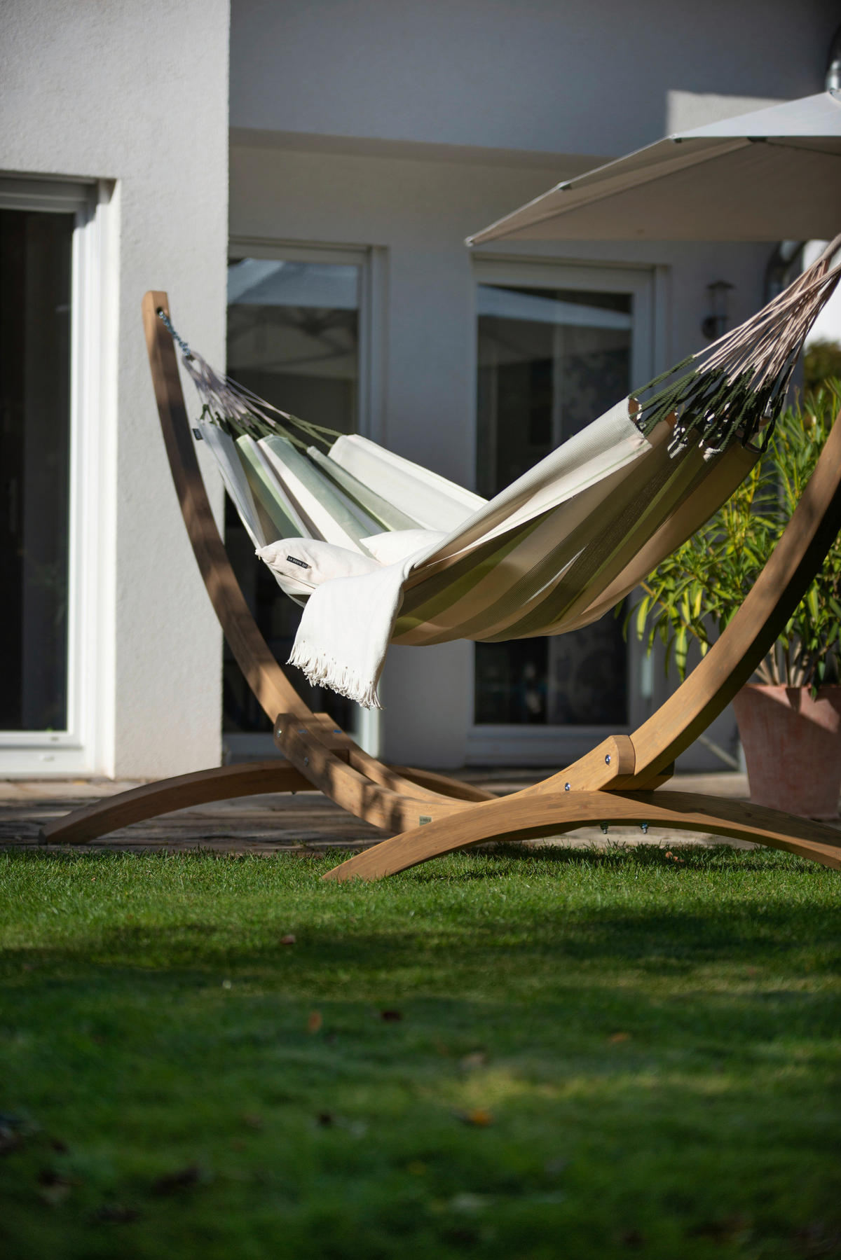 HÄNGEMATTE double outdoor  - Weiß/Hellgrün, KONVENTIONELL, Textil (160/350cm) - La Siesta