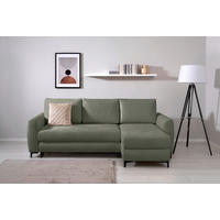 ECKSOFA Moli Grün Mikrofaser  - Schwarz/Grün, Design, Textil/Metall (236/148cm) - MID.YOU