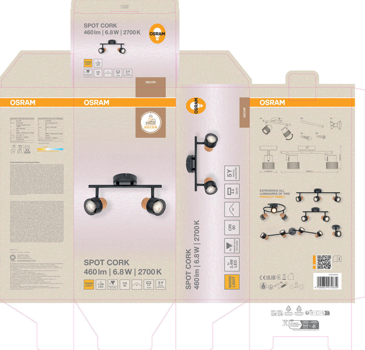 LED-STRAHLER 33,8/10/13,6 cm   - Schwarz, Basics, Holz/Metall (33,8/10/13,6cm) - Osram