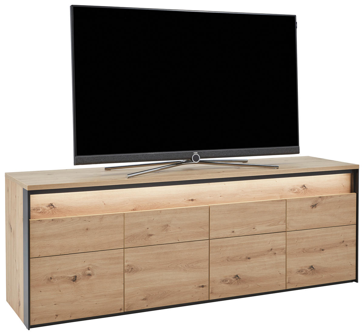 SITZBANK 180/87/64 cm Webstoff Schwarz, Eichefarben, Hellbraun Eiche massiv Metall  - Hellbraun/Eichefarben, Design, Holz/Textil (180/87/64cm) - Voleo
