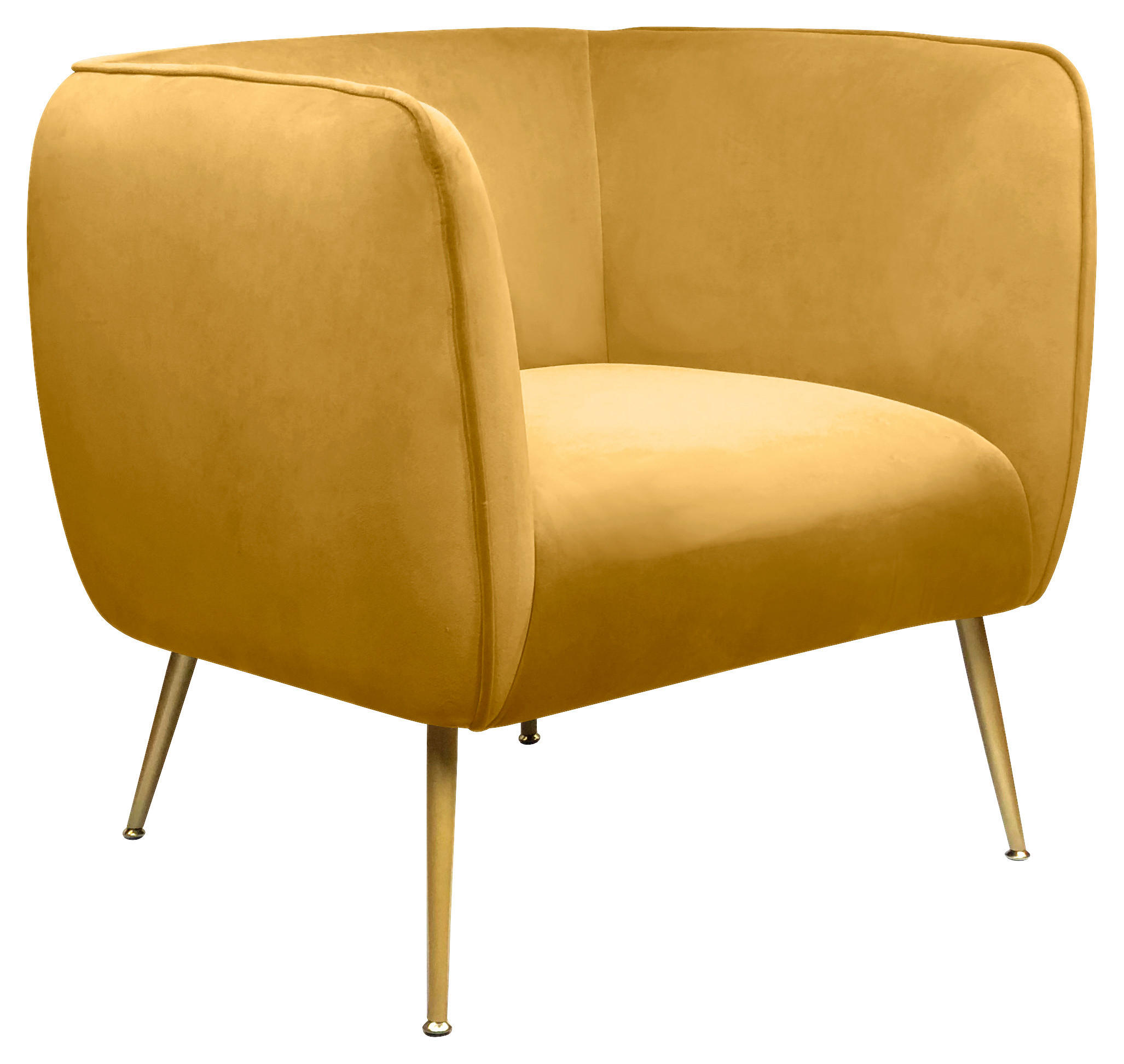 FOTELJ,  rumena, zlate barve les, kovina, tekstil - zlate barve/rumena, Moderno, kovina/tekstil (79/71,5/71,5cm) - Ambia Home