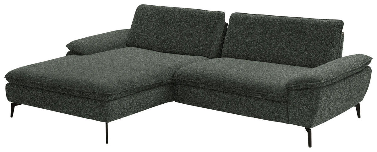 ECKSOFA in Webstoff Dunkelgrün  - Dunkelgrün/Schwarz, Design, Textil/Metall (197/295cm) - Valdera