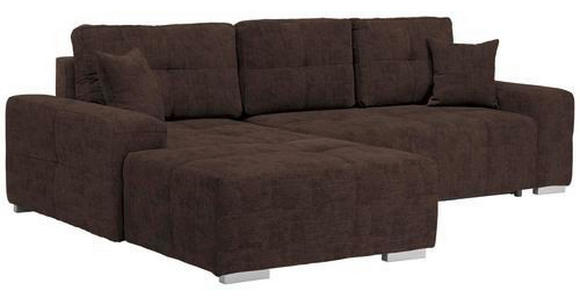 ECKSOFA Dunkelbraun Webstoff  - Dunkelbraun/Silberfarben, Design, Kunststoff/Textil (194/280cm) - Carryhome