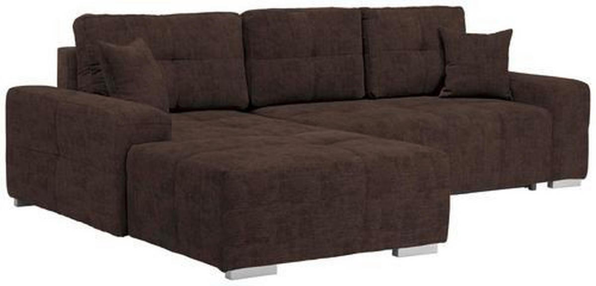 ECKSOFA in Webstoff Dunkelbraun  - Dunkelbraun/Silberfarben, Design, Kunststoff/Textil (194/280cm) - Carryhome